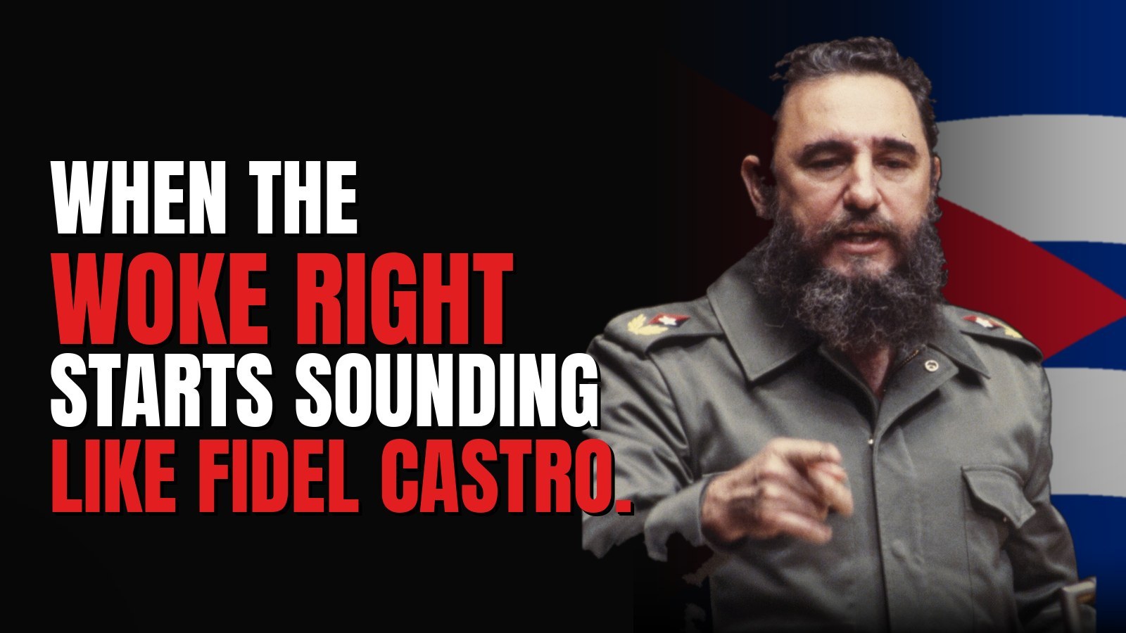 Fidel Castro at the United Nations, 1979, over a Cuban flag